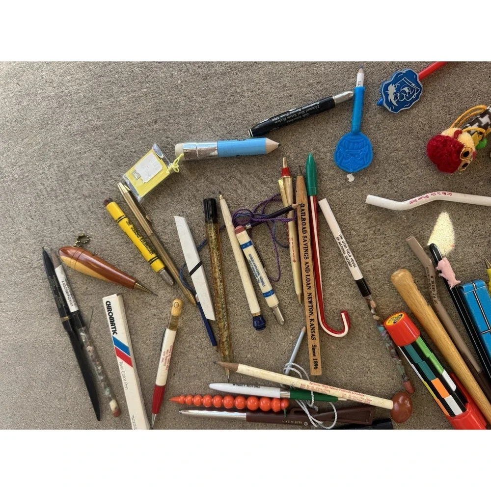 Vintage Lot Of Writing Pens And Pencils Advertisement Rare Quirky